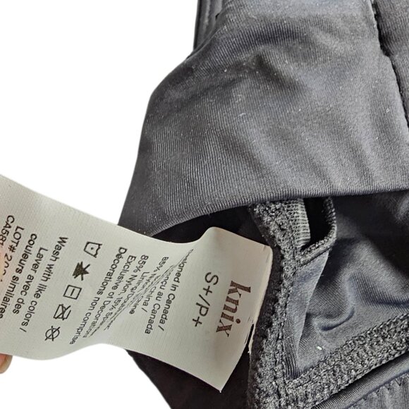 Knix Ruched Bikini Top, Black, V-Neck, Adjustable, Size S+ Fits Sizes 32DDD,F,G - Picture 4 of 5